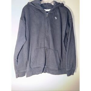 Abercrombie & fitch full zip black hooded sweater 17/18 kids